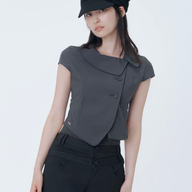 미세키서울 Crop round collar jacket CHARCOAL