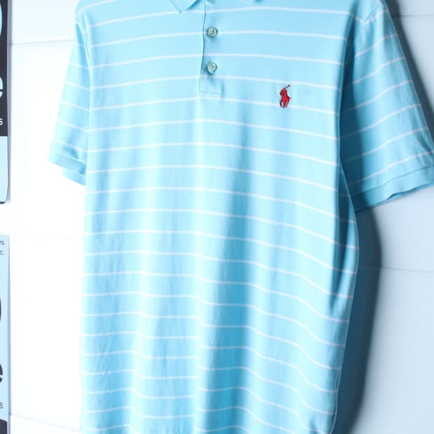 (L-XL) 폴로 랄프로렌 반팔 카라 티셔츠 USA 연블루-H36648
