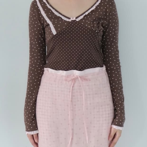 샤키리 STARRY LACE TOP BROWN