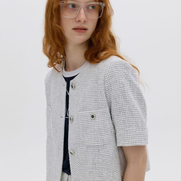 앳코너(a.t.corner) 코튼 블렌드 반팔 트위드 자켓