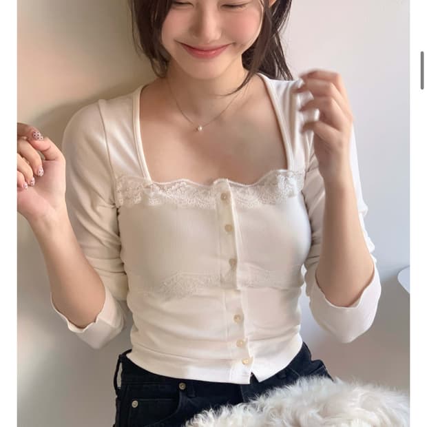 제니오 벨 레이스 가디건 아이보리 zaenio