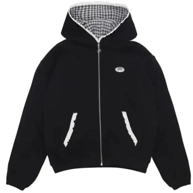 드라이로즈 빅리본 후드집업 블랙