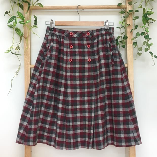 JPN/ 빈티지미디스커트 미디체크스커트 모리걸체크스커트 