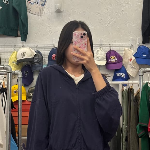 갭 가오리 핏 크롭 후드 집업  L