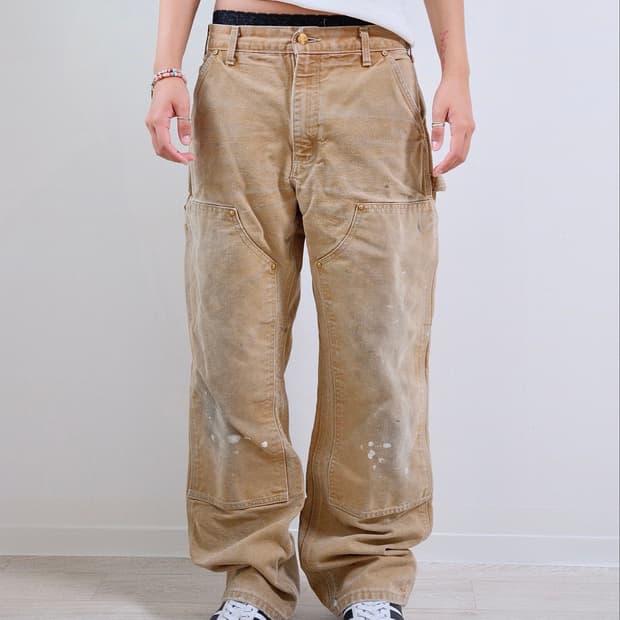 칼하트 Made in USA 브라운 더블니 워크팬츠 [SE-307]