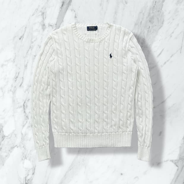 폴로 랄프로렌 화이트 케이블 니트 