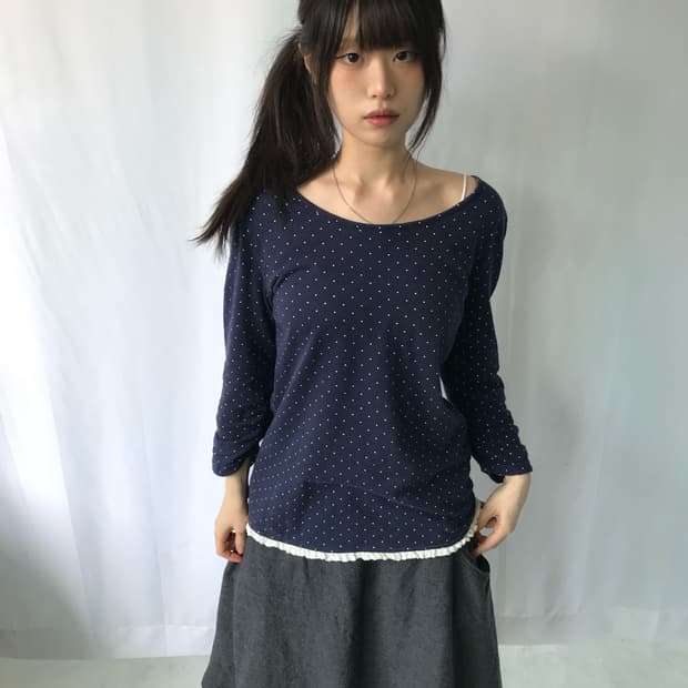 ⊹ Dot Lace Long Sleeve Top