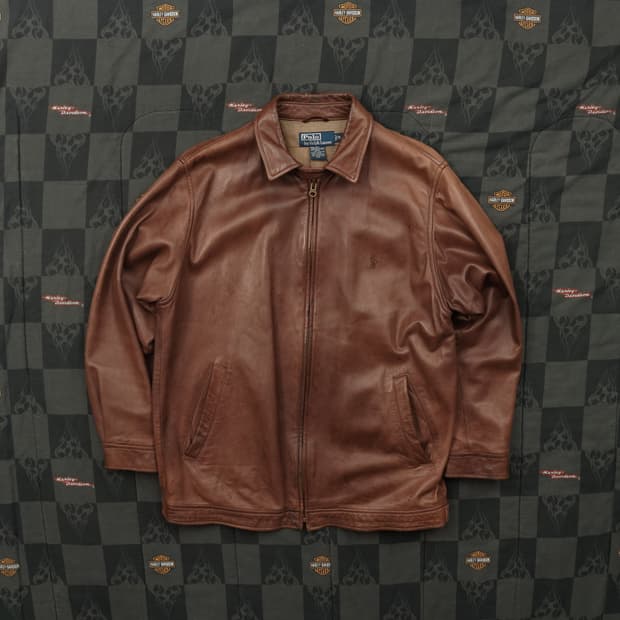 랄프로렌 레더 자켓 브라운 L B13