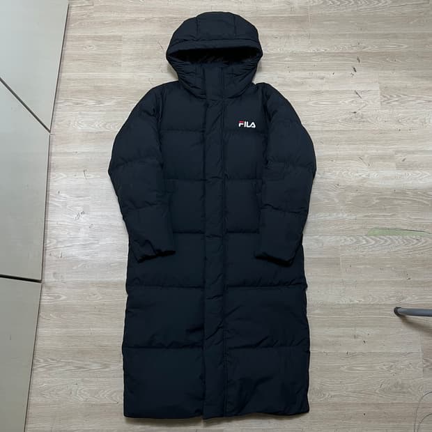 휠라 공용 스노우 타임 스포츠 구스다운 롱패딩 점퍼 [블랙] S/90