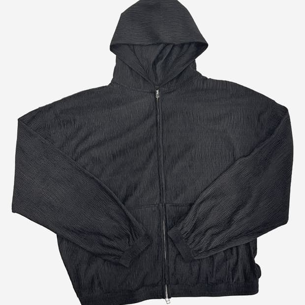 [1] 논노드 젠 플리츠 집 후디 블랙 후드 집업