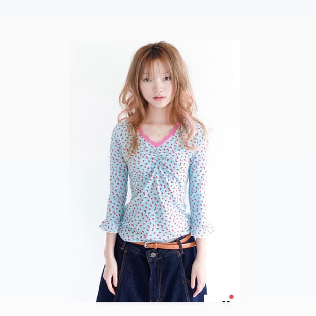 샵페어리 스트로베리 딸기 레이스 탑 민트