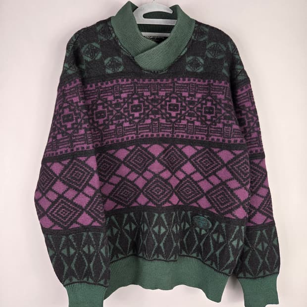 [무료배송]입생로랑 105 빈티지 남성 울 혼방 패턴 니트