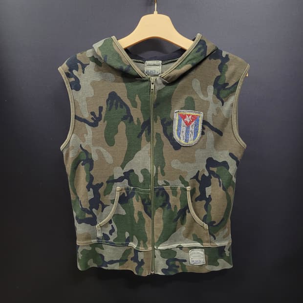 UK 밀리터리 빈티지 카모 슬리브리스 후드집업