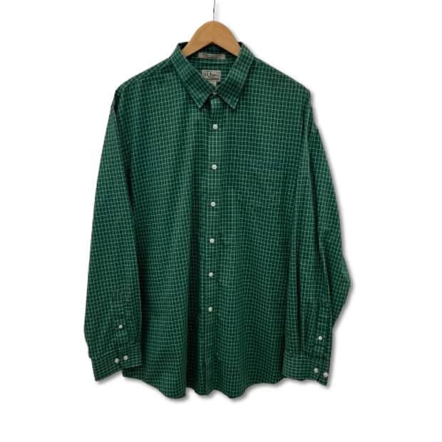 L.L.Bean 버튼 다운 카라 그린 체크 셔츠
