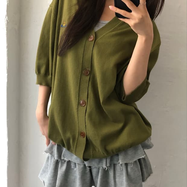 Vivienne Westwood 비비안웨스트우드 그린 반팔 가디건