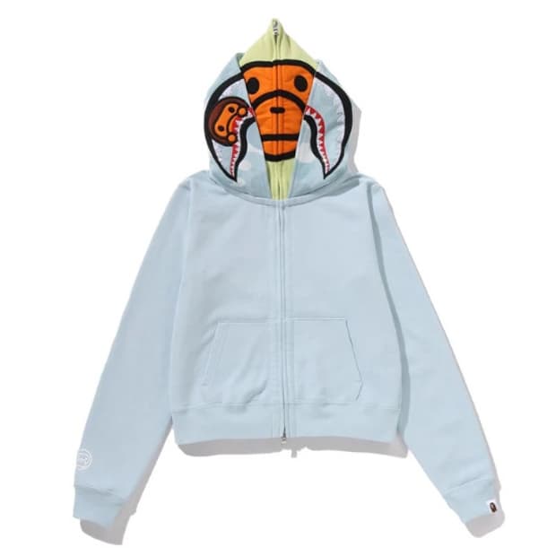 베이프 여성용 S 크리스탈  베이비 마일로 샤크 크롭 풀 집 더블 후