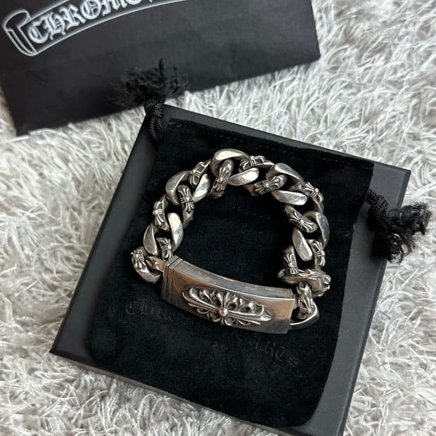 [13 Link] 정품 크롬하츠 플로랄 크로스 팬시 ID 팔찌