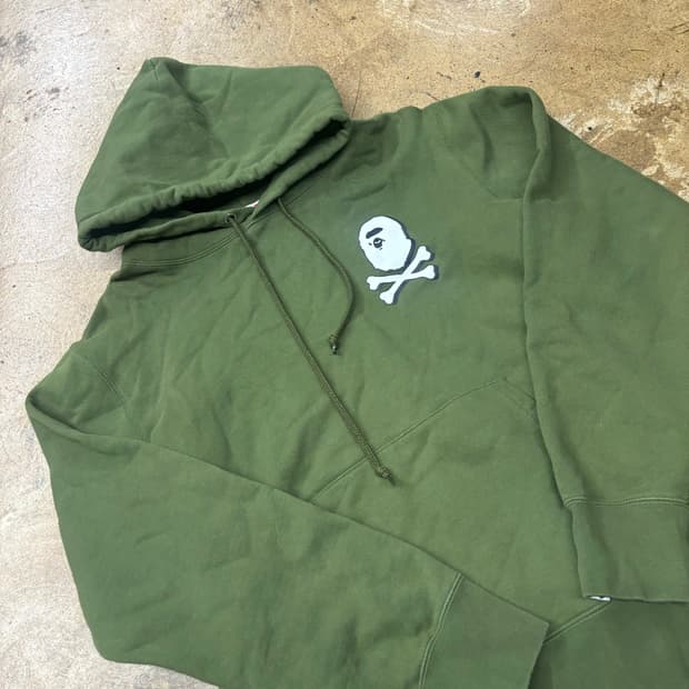 베이프 카키 말차 해적 크로스본 원 포인트 후드 티