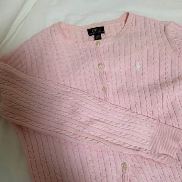 폴로 가디건 핑크