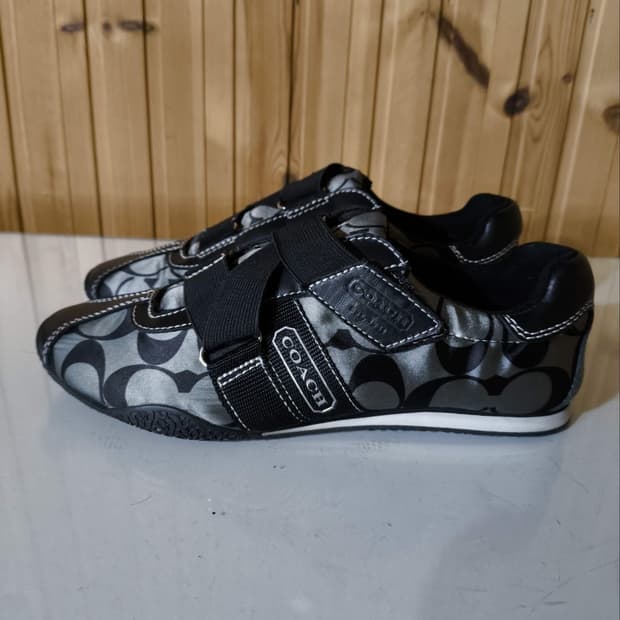 5.5 225mm 코치 밸크로 자카드 스니커즈