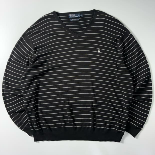 Polo  폴로 랄프로렌 90,s 자수 피마코튼 스트라이프 니트