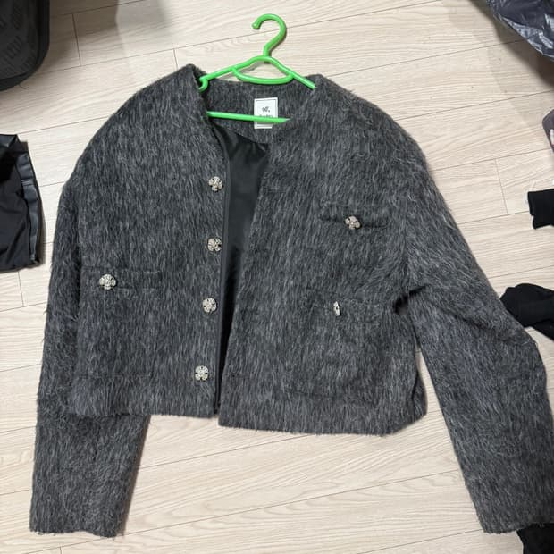 Gray fur cardigan