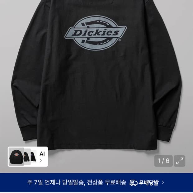 디키즈 루즈핏 빅로고 긴소매 Black XL
