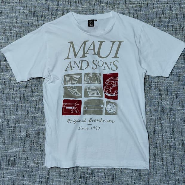 [M] 마우이 앤 선즈 x 퀵실버 재팬 빈티지 서프 그래픽 티셔츠