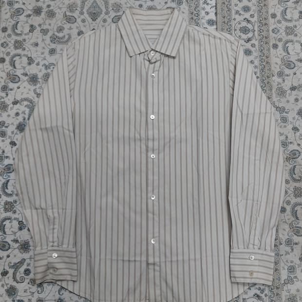 솔리드옴므 우영미 베이지 스트라이프셔츠 48