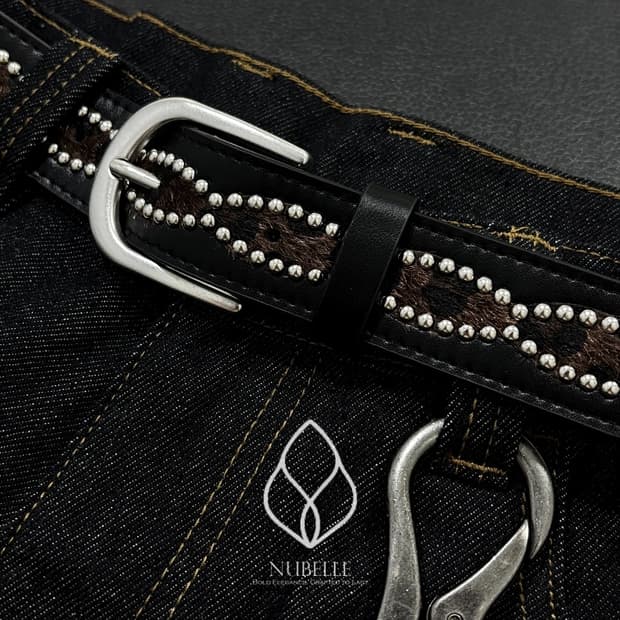 🌗 Leopard stud belt / 호피 스터드 웨스턴 벨트