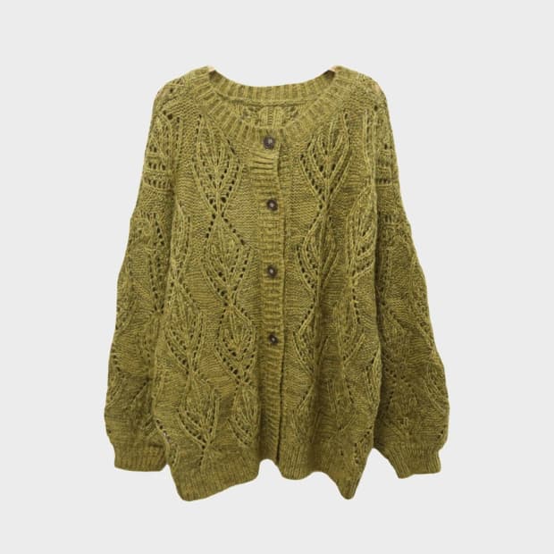 로리즈팜  그린 울 혼방 니트 가디건 61154