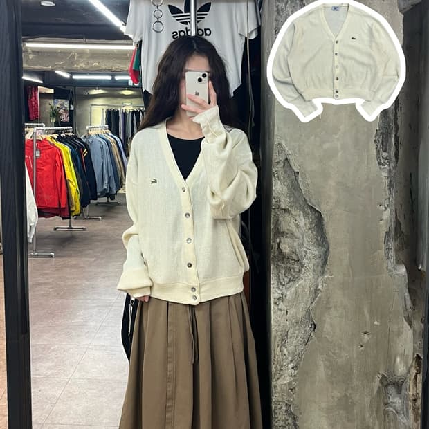 라코스테 브이넥 가디건 아이보리 L #csz2309