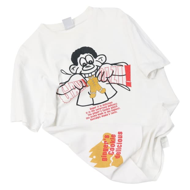 funky bass 펑키베이스 진저브레드 그래픽 화이트 반팔티셔츠 (M)