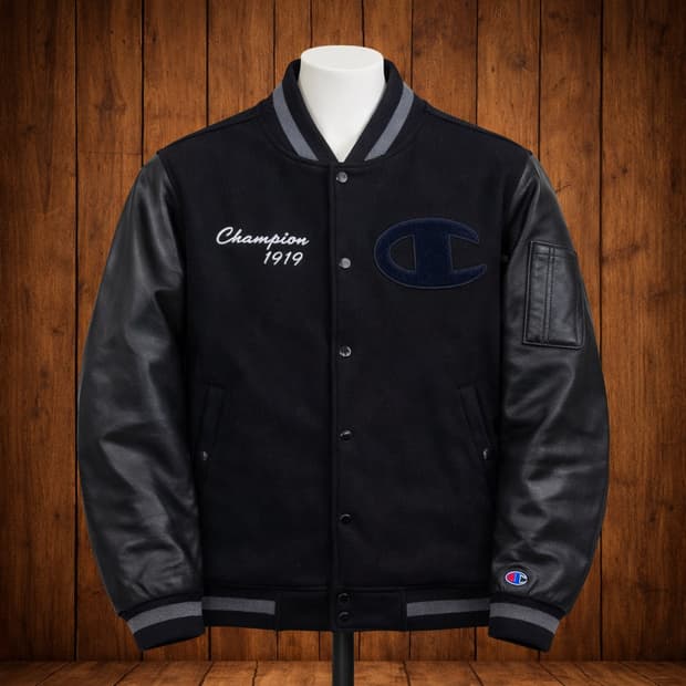 챔피온 가죽 바시티 자켓