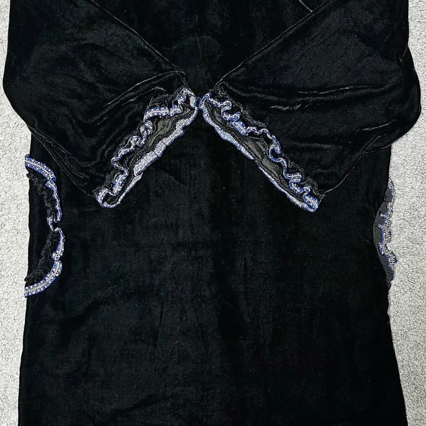 [미실착 새제품]Jupe by Jackie 실크 벨벳 자수 원피스