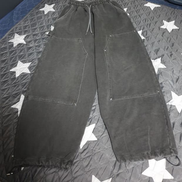 SEEOT 더블니 카펜터 피그먼트 워시드 와이드 스웻 팬츠 (F)