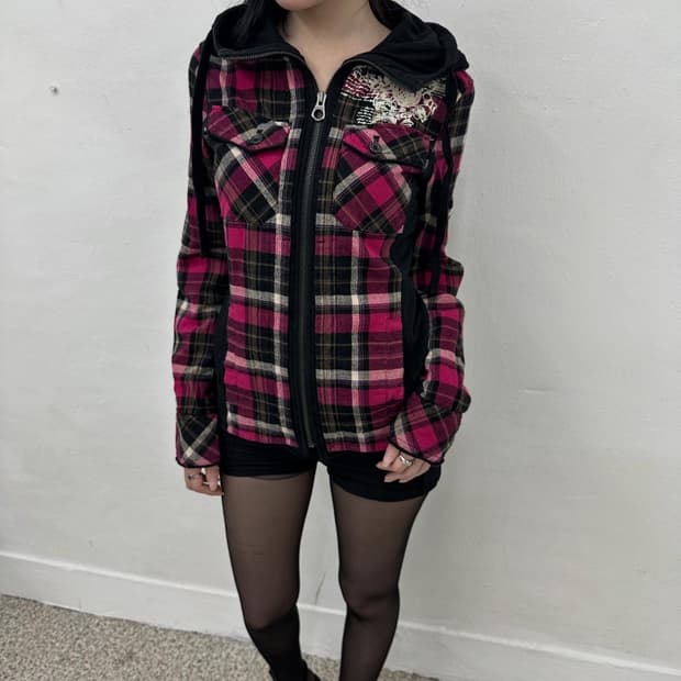 Buckaroo punk tartan hood jacket