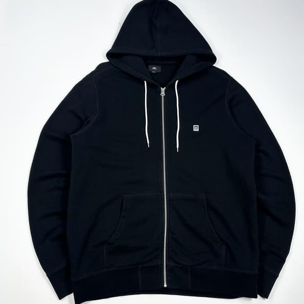 오베이 스몰로고 오버핏 후드집업 블랙 L