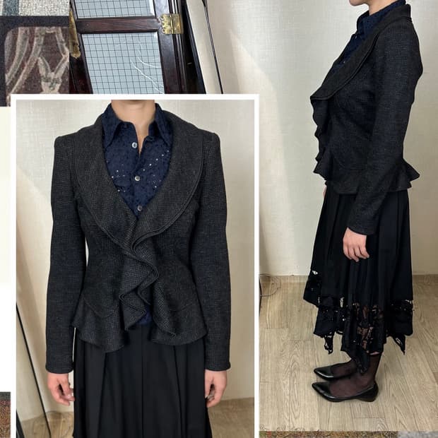 Armani collezioni 러플 크롭 자켓