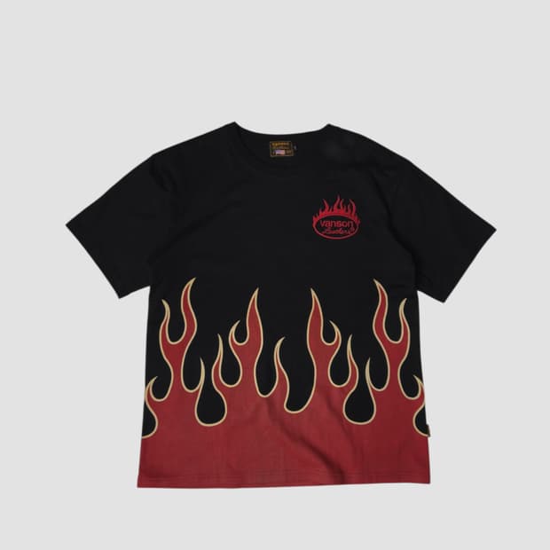 벤슨 레더 Vanson 플레임 Flame 티셔츠 L