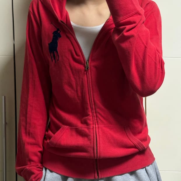 폴로 랄프로렌 레드 후드집업