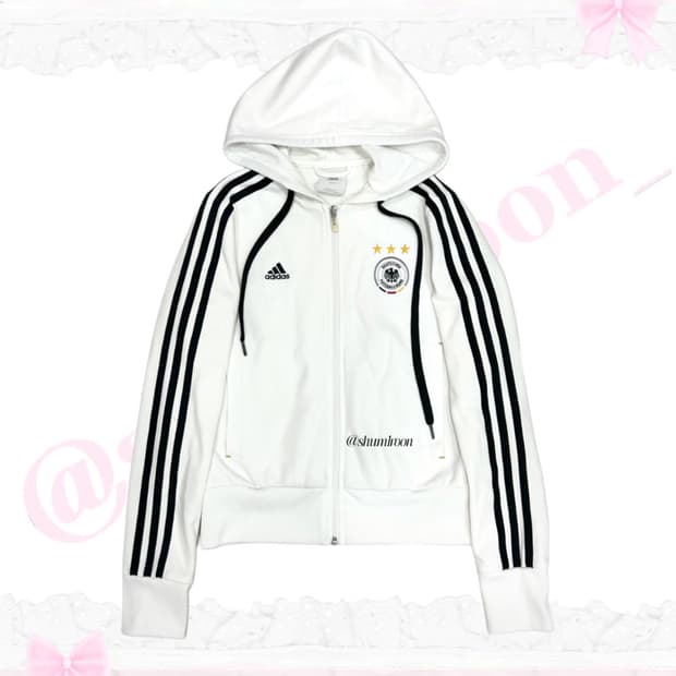 아디다스 독일 화이트 흰검 후드집업 져지