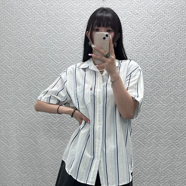 리바이스 컨트리 빈티지 캐주얼 스트라이프 반팔 셔츠 L C13514