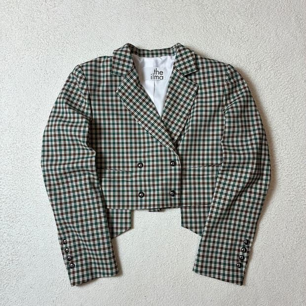 더일마 THEILMA 체크 크롭 블레이저 자켓 PN7390