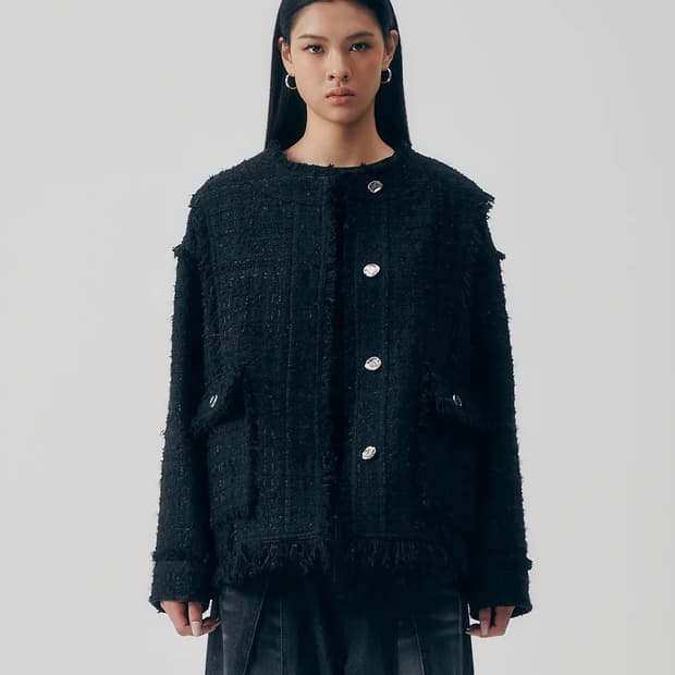 트리밍버드 트위드 오버핏 자켓