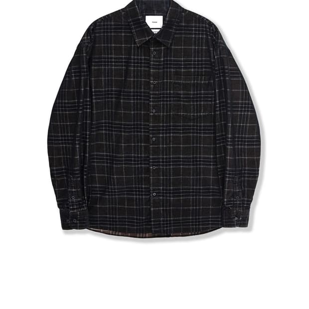 퍼렌 코듀로이 체크 셔츠 블랙브라운 2
