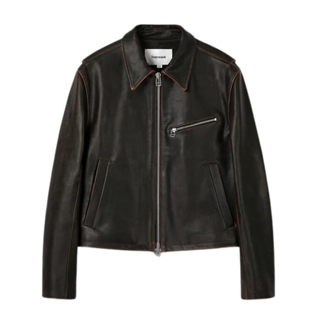 토니웩 24fw 카프레더 크롭자켓 빈티지 트리트먼트 브라운 L