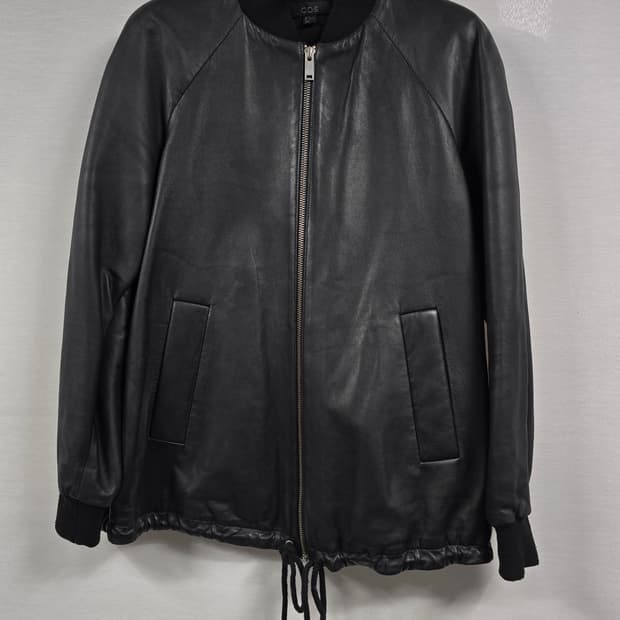 COS 블랙 우먼스 램스킨 봄버 레더 자켓 S사이즈