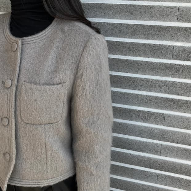 모헤어 울 자켓 - 카키베이지