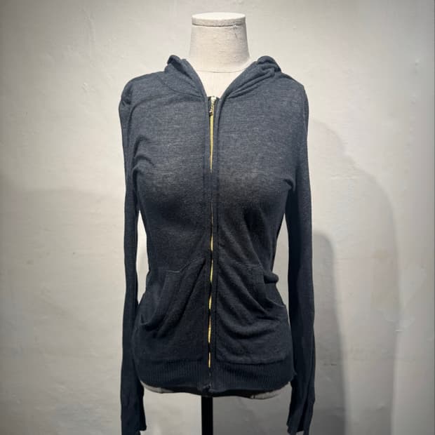 00s mode y2k gray hood zip-up  
